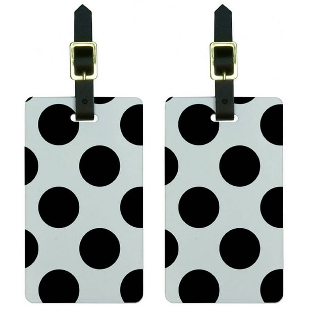 Graphics And More Mega Polka Dots Black White Luggage Tags Suitcase Carry On Id Set Of 2 Walmart Com Walmart Com