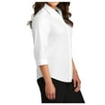 thumbnail image 3 of Yellow Rooster Women's Ladies 3/4-Sleeve Carefree Poplin Shirt White L, 3 of 5