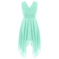 thumbnail image 2 of MSemis Kids Flower Girls V Neck Ruched Waist A Line Wedding Party Chiffon Gown, 2 of 2