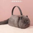 thumbnail image 2 of Bolso de peluche de moda con forma de gato, bonito bolso cruzado con forma de animal de peluche, bolso de mano de invierno a la moda para mujer, con dibujos animados suaves, regalos de súper emulación, 2 of 5