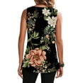 thumbnail image 3 of DYMADE Women Plus Size Floral Printed Sleeveless Pleated Casual Loose Tank Top T-Shirt, 3 of 3