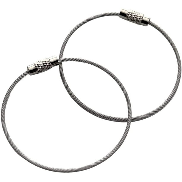 2 Pack Cable Loop Luggage Tag Holders 6 inch Metal Stainless Steel