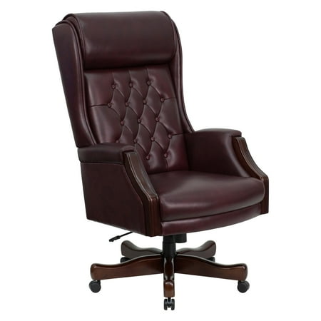 - Flash Furniture Tufted Traditional Leather Executive Office Chair with Arms, Burgundy