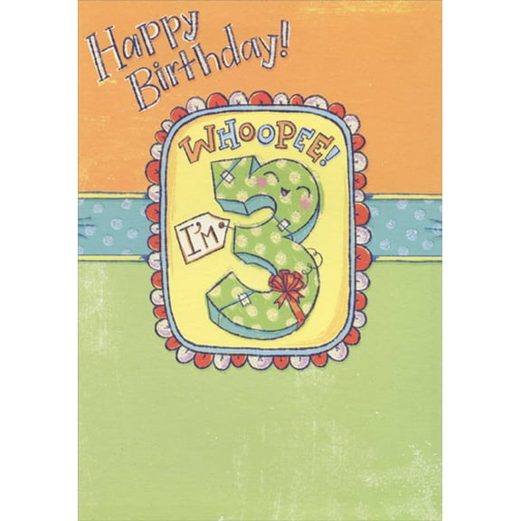 Designer Greetings Whoopee Age 3 / 3rd Birthday Card with Stickers