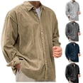 thumbnail image 6 of 2026 Men's Casual Loose Solid Color Corduroy Lapel Shirt Jacket, 6 of 7