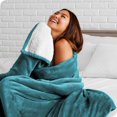 thumbnail image 3 of Bare Home Plush Sherpa Bed Blanket - Fluffy & Soft - Reversible - Lightweight - Twin/Twin XL, Caribbean Sea, 3 of 7