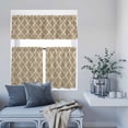 thumbnail image 6 of 3 Piece Kitchen Curtains and Valances Set Khaki Moroccan Cafe Curtains 36 Inch Length Boho Retro Country Abstract Geometric Grid Valance & Tier Curtain for Living Room Bedroom 54"x18"+27"x36"*2, 6 of 6