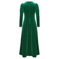 thumbnail image 4 of inlzdz Robe Maxi Renaissance pour Filles Enfants en Velours Rétro Robe de Bal pour Tenue de Princesse Reine Médiévale Verte 12, 4 of 7