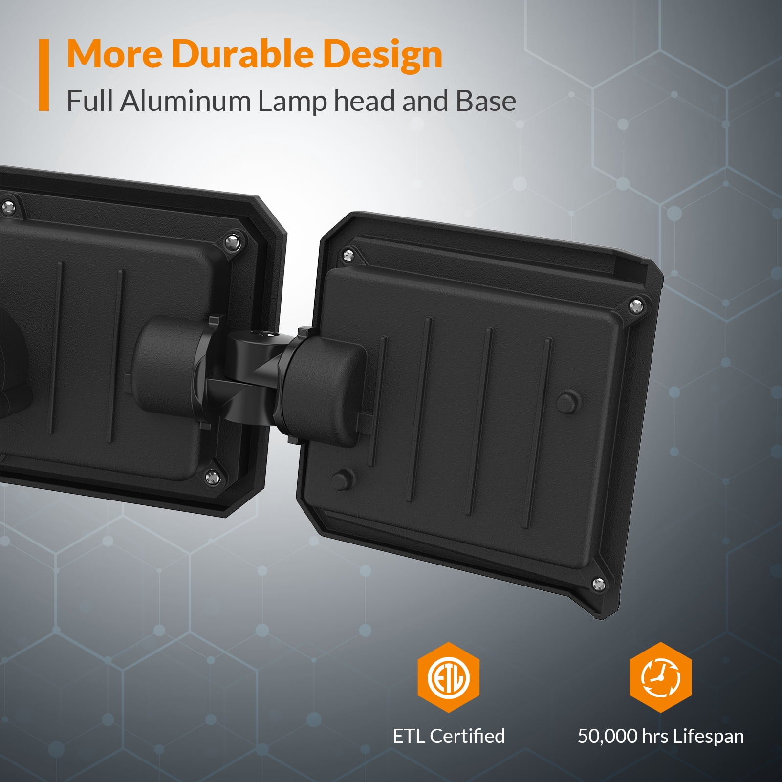 LEPOWER 4200 Lumen LED Flood Light Outdoor, 42W, Switch Controlled, 3 Heads, 5000 K, Black