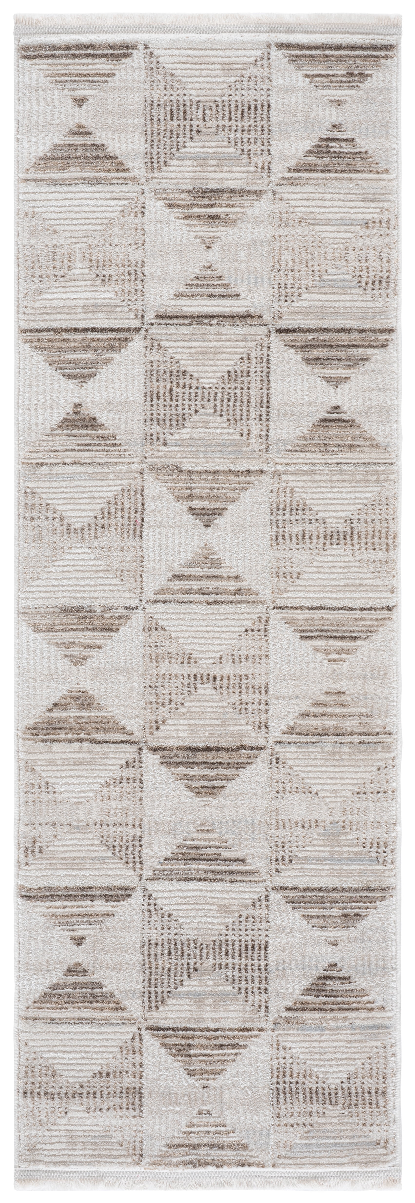 SAFAVIEH Whisper Darrell Geometric Runner Rug, Beige/Ivory, 2' x 6'