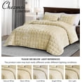 thumbnail image 5 of Chezmoi Collection Piers Beige Velvet Quilt Queen Set, 3-Piece Lush Plush Distressed Velvet Bedding All Season Lightweight Bedspread, Brushed Microfiber Reverse with Double Square Stitch, 5 of 9