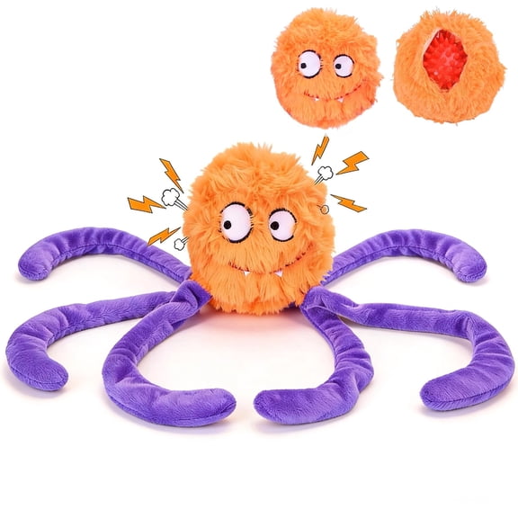 PETIZER Squeaky Plush Dog Toy, Interactive Crinkle Chew Toy for Boredom & Anxiety Relief, Soft Fetch Toy for Small and Medium Dogs