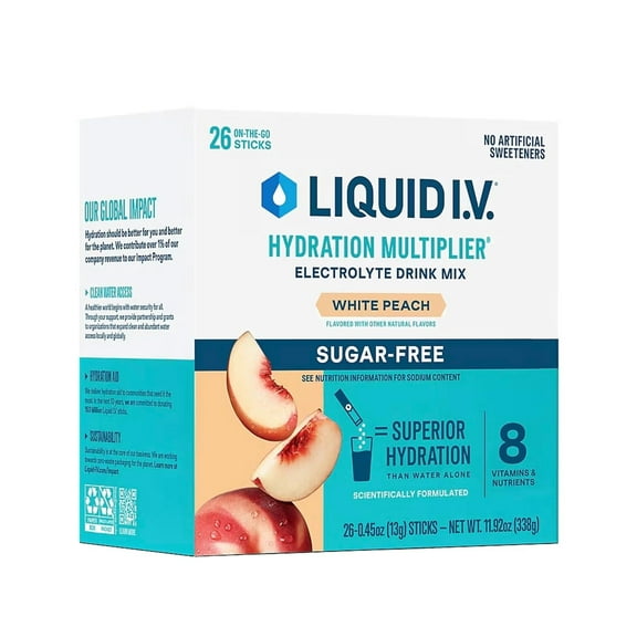 Liquid I.V. Sugarfree Hydration Multiplier White Peach - 26 Sticks