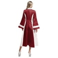 thumbnail image 3 of iiniim Womens Elegant Robe Color Block Stand Collar Flare Sleeve Maxi Dress Burgundy XL, 3 of 7