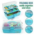 thumbnail image 6 of 2in Three-Layer Multipurpose Storage Box Organizer Folding Tool Box/Art & Crafts Case/Sewing Supplies Organizer/Medicine Box/Family First Aid Box with 2 Trays (Purple Blue), 6 of 6