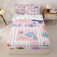 thumbnail image 2 of Manfei Cartoon Sealife Zipper Twin Comforter Sets with Fitted Sheet and 2 Pillowcases, Marine Jellyfish Whale Zipper Bedding Set, Pink, Polkadot Reversible, 4-Piece, 2 of 7