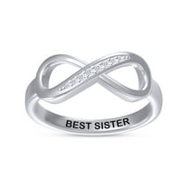 AFFY Infinity Promise Ring for Women | Round Lab Grown Diamond "Best Sister" Stackable Wedding Bands Ring | 14K White Gold Over Sterling Silver Jewelry Gifts For Her (0.05Cttw)-6