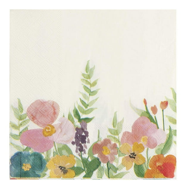 Floral Paper Napkins 100Pack Disposable Tea Party Napkins, Weddings