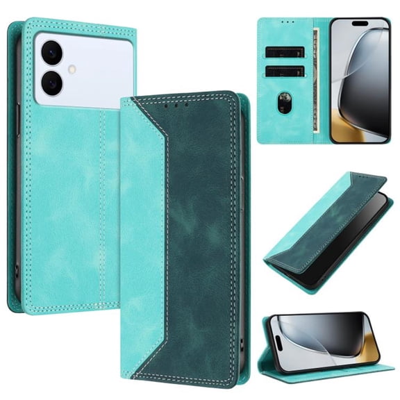 Leather For Samsung Galaxy S26 Edge 5G 6.7-inch Case , RFID Blocking,Flip Color blocking Wallet Leather Case With Card Holder Magnetic Closure Shockproof Kickstand Protective Phone Cases Cover