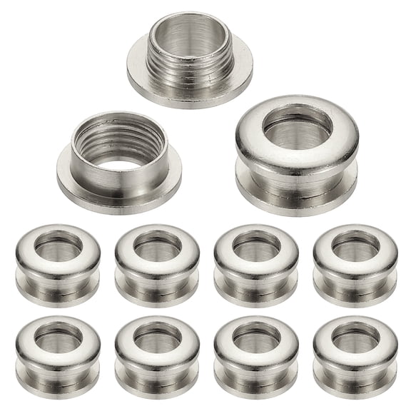 Uxcell 7mm(2/7 inch) Solid Brass Hole Eyelets, 10 Pcs Arc Surface Self Backing Grommets with Washer for Leather Craft, Silver Tone