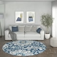 thumbnail image 3 of Madison Transitional 5' Round Navy and Cream Polypropylene Indoor Area Rug, 3 of 8