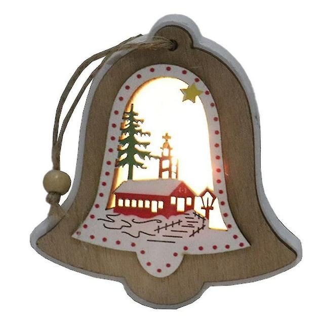 Adornos colgantes de luz navideña, decoraciones de madera ligeras de Navidad, suministros de decoración para recuerdos de fiesta, 4 Uds.
