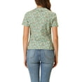 thumbnail image 3 of MODA NOVA Women's Retro Peter Pan Collar Button Front Floral Print Blouse Green XL, 3 of 6