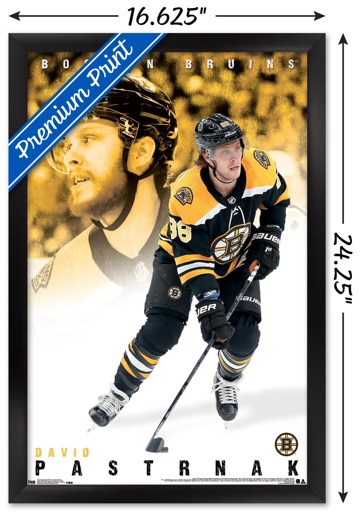 NHL Boston Bruins - David Pastrnák 19 Wall Poster, 14.725" x 22.375" Framed