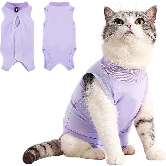 Minzimin 1/2Pack Cat Surgery Recovery Suit Kitten Onesie for Cats After Surgery Female Breathable Kitty Spay Suit for Abdominal Wound Skin Diseases E-Collar Alternative Wear