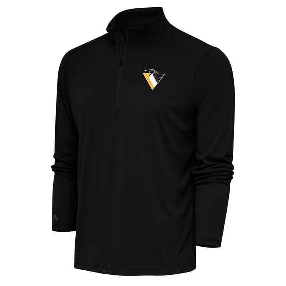 Men's Antigua Black Pittsburgh Penguins Special Edition 2.0 Tribute Quarter-Zip Pullover Top