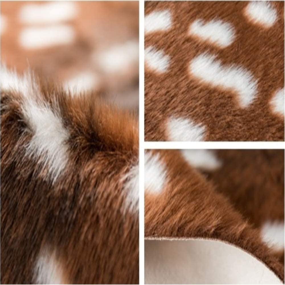 Faux Fur Sika Deer Print Carpet Artificial Animal Cowhide Skin Area Rug Mat For Home Office, Livingroom, Bedroom 41.3x35.4in