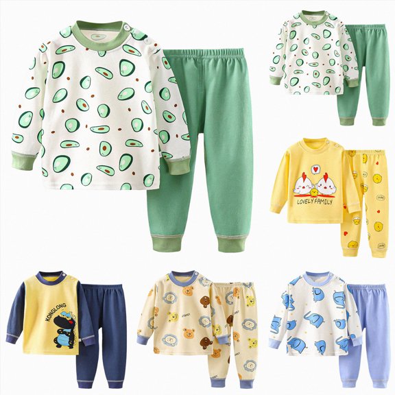 CAUYDY 12M 18M 24M 1T 2T Infant Boy Outfits Newborn Clothing Long Sleeved Tee Shirt Elastic Waist Pants 2Pcs Soft Set Baby Sleepers for Boys Fall Winter Sizes 18-24 Months,Yellow