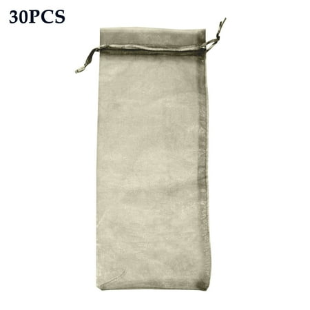 

Reduced！30pcs Party Organza Bottle Cover Wine Bag Home Drawstring Design Fine Mesh