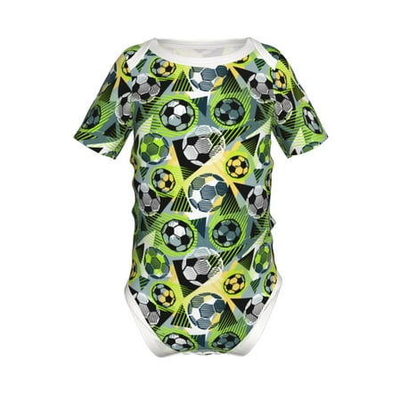 

Lukts Football Doodle Print Baby Short Sleeve Romper Onesie for Newborn Baby Boys and Girls-12 Months