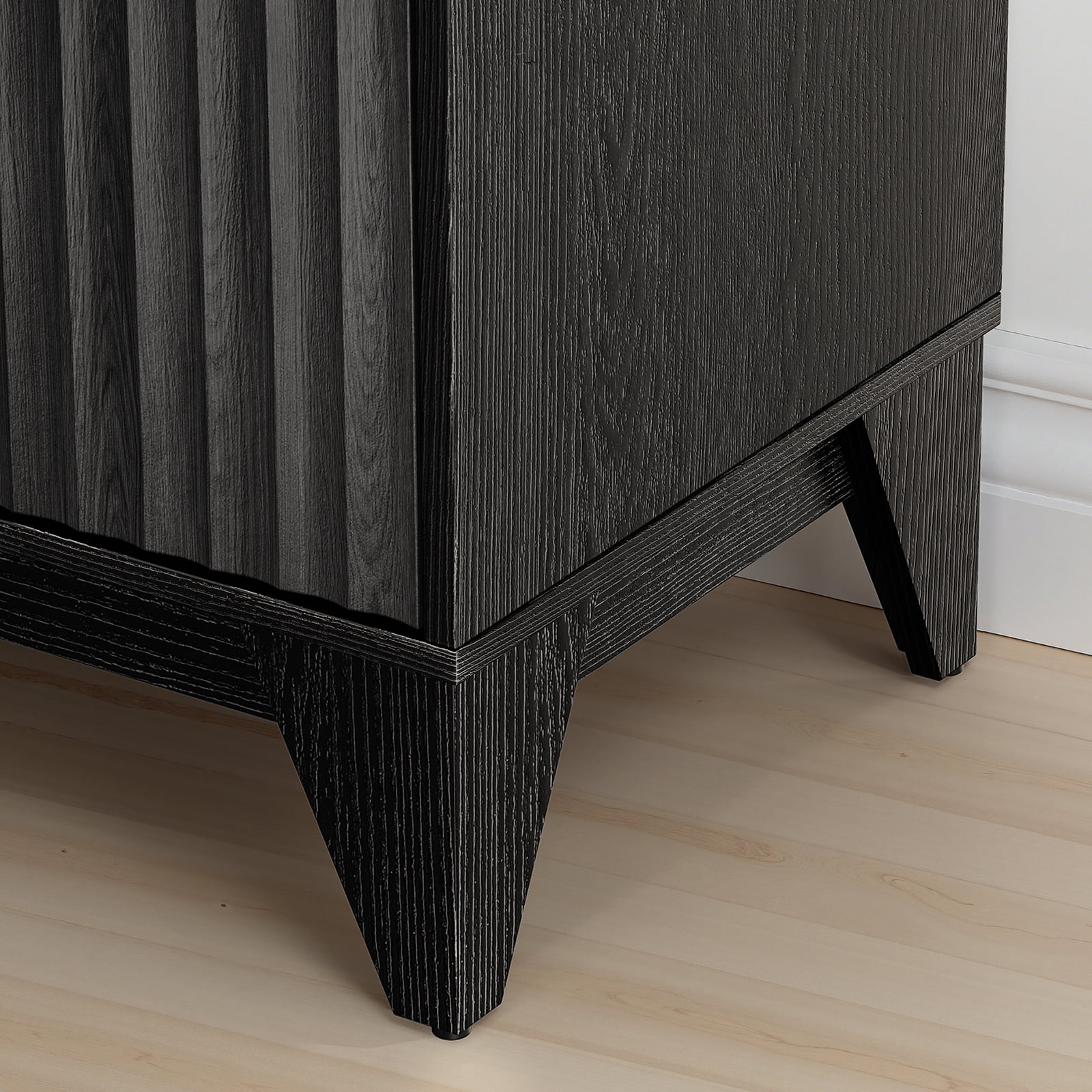 UPGO 38" Tall 2 - Door Accent Cabinet With Adjustable Shelf, Waveform Fluted Panel