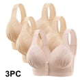 thumbnail image 2 of Bigersell Cotton Padded Bra in Clearance 3pc Ladies Seamless Comfortable No Underwire Breathable Gathering Front Opening Buckle Bra Woman Underwear Lifting Bra Style F-697 Khaki M, 2 of 9