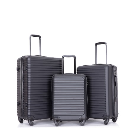 Homeika 3 Piece Luggage Sets, Hardside Suitcase Set with TSA Lock, Multi-Size Hardside Luggage with Spinner Wheels for Travel Trips Business,Black (20"/24"/28")