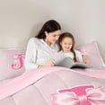 thumbnail image 4 of spefrowx Vintage Bowknot Letter J Full Size Comforter Sets for Women, Pink Princess Bow Bedding Comforter Set, Pink Reversible, 3 Pieces, 1 Comforter and 2 Pillowcases, 4 of 6