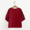 thumbnail image 4 of DHFJKG Boho Tops For Women Floral Embroidered T Shirt Half Sleeve Crew Neck Lightweight Loose Fit Casual Tee Beach Comfy Top, 4 of 5