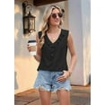 thumbnail image 4 of Chiffon Shirt Sleeveless V-Neck Pleated Ruffle Loose Women'S Top Black XXL, 4 of 5