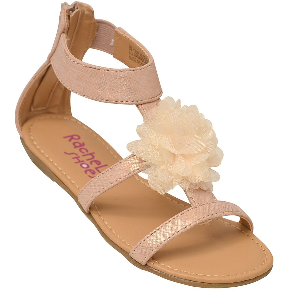 Rachel Girls Blush Flower Embellished Open Toe Stylish Sandals 11 Kids