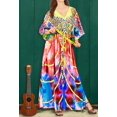 thumbnail image 3 of HAPPY BAY Women's Summer Loungewear African Beach Maxi Plus Size Kaftan Casual Slit Dress Caftan Dresses for Women 2X-3X Old Gold, Jewels, 3 of 5