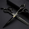 thumbnail image 1 of Juego de tijeras de peluquería profesionales de 15 cm (6 pulgadas), tijeras de barbero de acero inoxidable 440C, color negro., 1 of 5