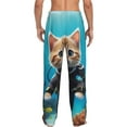 thumbnail image 3 of Uemuo Underwater Diving Cat Pattern Men's Wide Leg Palazzo Lounge Pants with Pockets Light Weight Loose Comfy Casual Pajama Pants-Small, 3 of 9