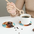 thumbnail image 6 of Pofeuu Blue Sky Cute Dog Print Leather Coasters Set of 6, Round Cups Mugs Mat Pad for Home Kitchen Heat Resistant Drink Coasters,Round Shape, 6 of 7