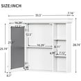 thumbnail image 3 of 36 Inch Wall Mounted Medicine Cabinet, Bathroom Storage Cabinet with Mirror Door and 6 Adjustable Open Shelf, Mirror Cabinet for Bathroom (White), 3 of 7