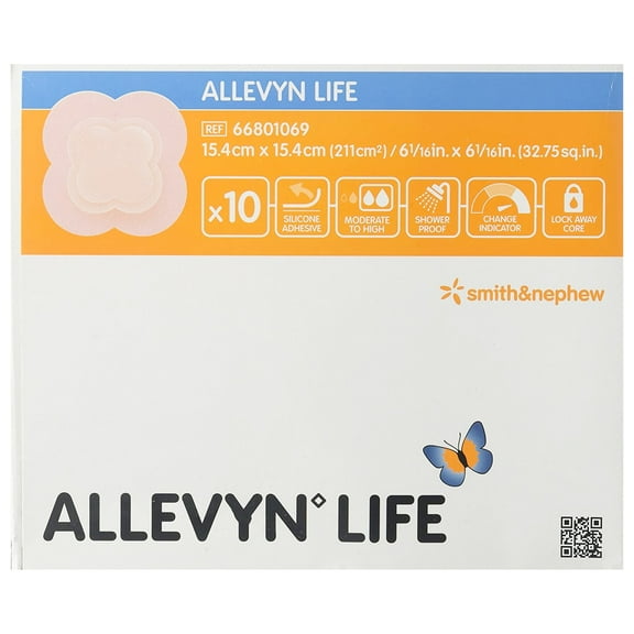 Smith & Nephew Allevyn Life Foam Dressing 6-1/16 X 6-1/16 Inch Quadrilobe Hydrocellular Foam 66801069 10 per Box