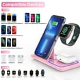 thumbnail image 6 of Cshidworld Wireless Charger, 18W 3 in 1 Wireless Charging Station for iPhone 17 16e 15 14 13 12 Pro, Fast Charger Stand for iWatch SE 9-11 6-8 2-5, AirPods 4/3/2/Pro, Samsung Galaxy Seires (Pink), 6 of 9