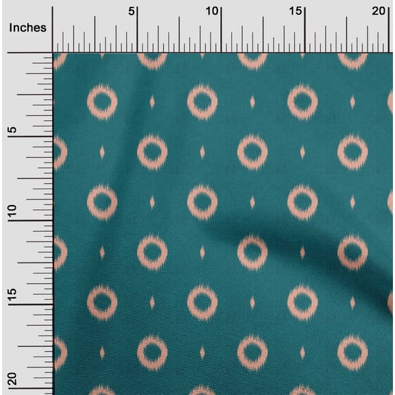 oneOone Viscose Chiffon Dark Teal Blue Fabric Ikat Style Stripe Dress Material Fabric Print Fabric By The Yard 42 Inch Wide