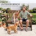 thumbnail image 5 of KINGYES HDPE Outdoor Bench with Integrated Side Tray, 2-Person All-Weather Patio Bench with 660 lbs Capacity, Porch Bench for Backyard, Garden & Park, Brown, 5 of 12